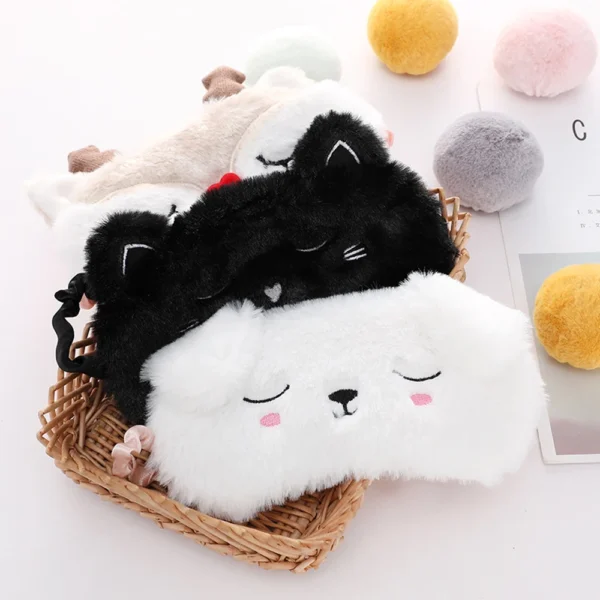 kf S008f00957b764f7f93f51ab53a7e1014T Cute Sleep Mask Eye Sort Bandage Plush Blindfold Cover Sleeping Dream For Girl Women Night Animal